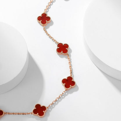 [Lumina]CLOVER 10 MOTIFS CARNELIAN NECKLACE