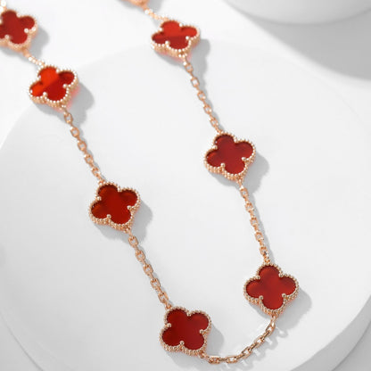 [Lumina]CLOVER 10 MOTIFS CARNELIAN NECKLACE