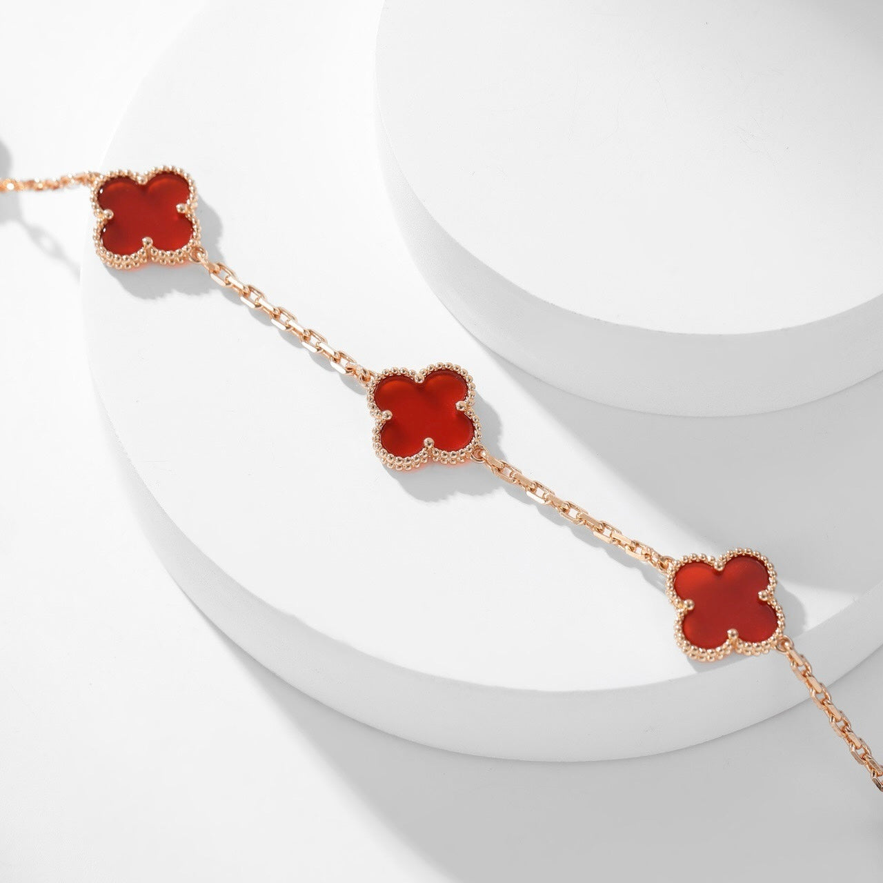 [Lumina]CLOVER 10 MOTIFS CARNELIAN NECKLACE