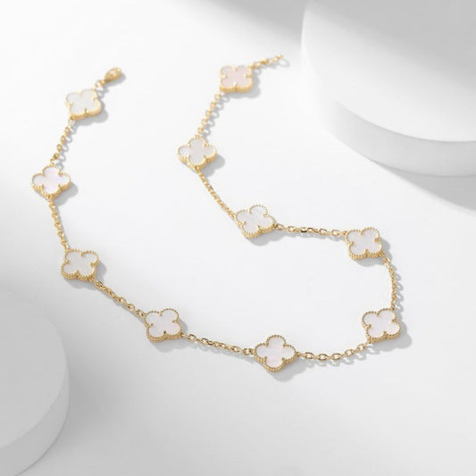 [Lumina]CLOVER 10 MOTIFS WHITE MOTHER OF PEARL NECKLACE