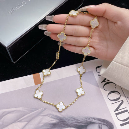 [Lumina]CLOVER 10 MOTIFS WHITE MOTHER OF PEARL NECKLACE