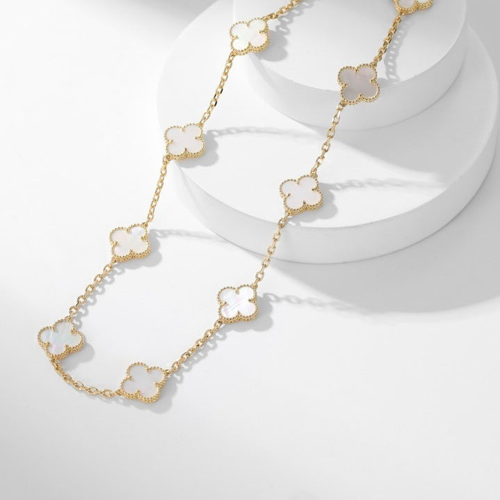 [Lumina]CLOVER 10 MOTIFS WHITE MOTHER OF PEARL NECKLACE