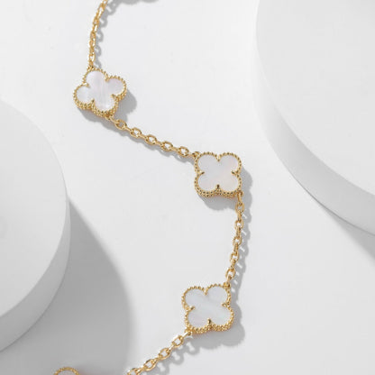 [Lumina]CLOVER 10 MOTIFS WHITE MOTHER OF PEARL NECKLACE
