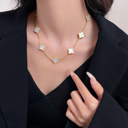 [Lumina]CLOVER 10 MOTIFS WHITE MOTHER OF PEARL NECKLACE