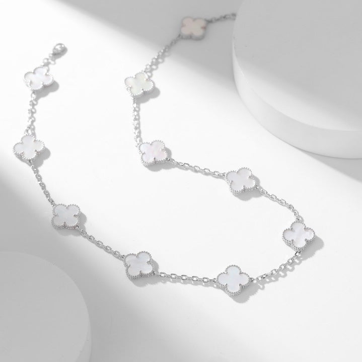 [Lumina]CLOVER 10 MOTIFS WHITE MOTHER OF PEARL NECKLACE