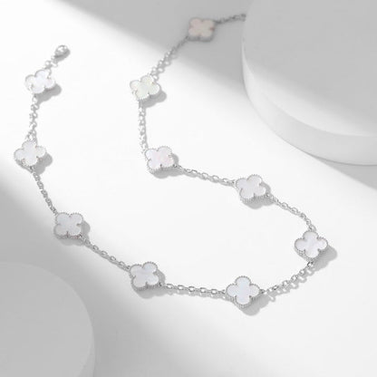 [Lumina]CLOVER 10 MOTIFS WHITE MOTHER OF PEARL NECKLACE