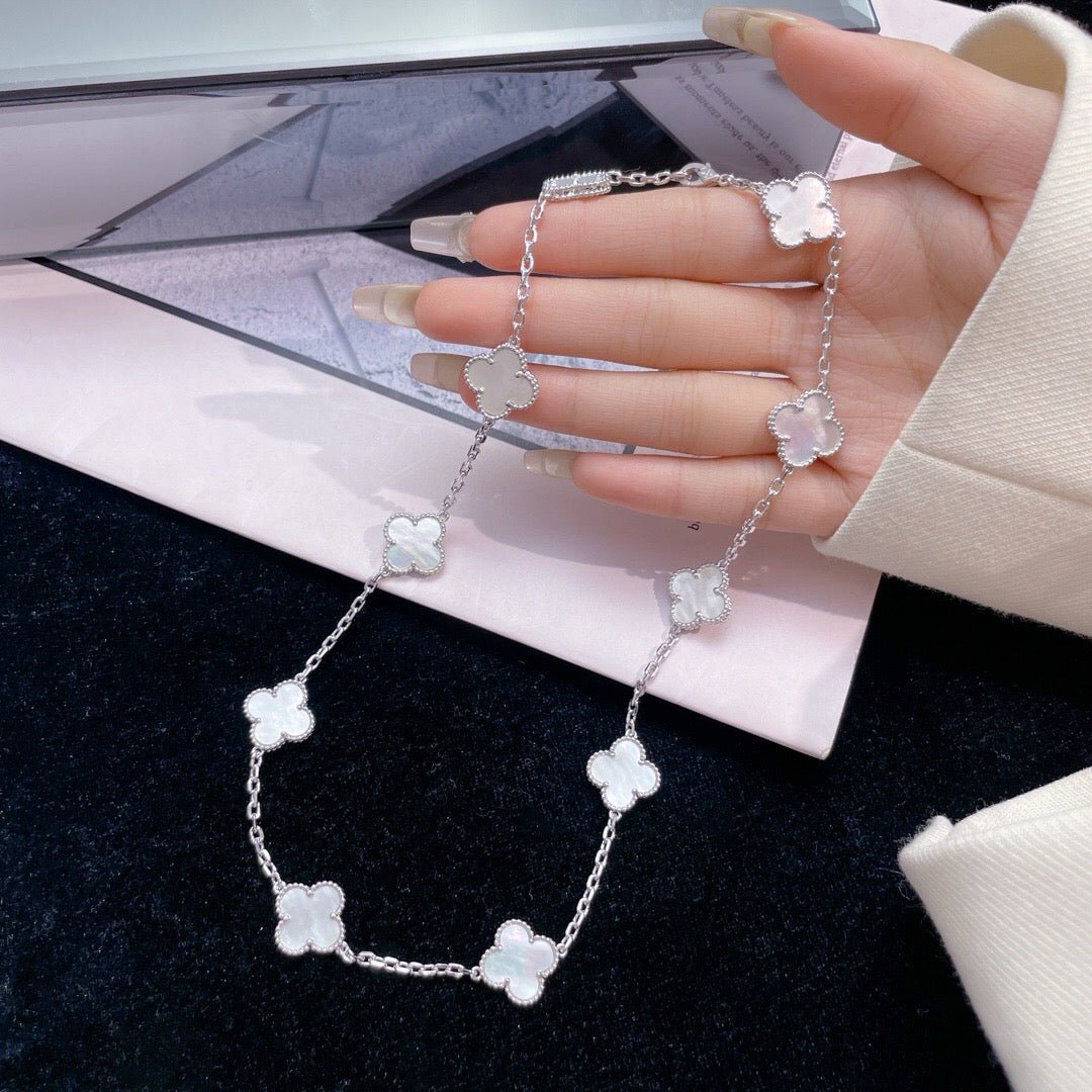 [Lumina]CLOVER 10 MOTIFS WHITE MOTHER OF PEARL NECKLACE