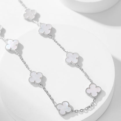 [Lumina]CLOVER 10 MOTIFS WHITE MOTHER OF PEARL NECKLACE