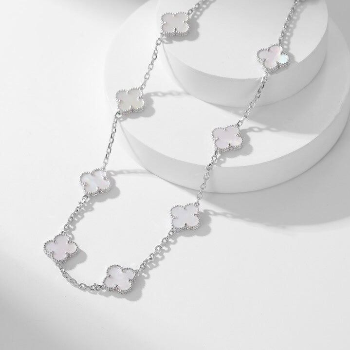 [Lumina]CLOVER 10 MOTIFS WHITE MOTHER OF PEARL NECKLACE