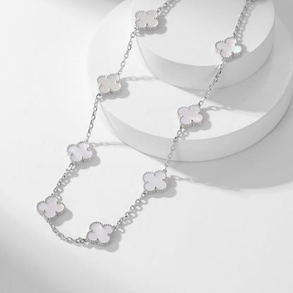 [Lumina]CLOVER 10 MOTIFS WHITE MOTHER OF PEARL NECKLACE
