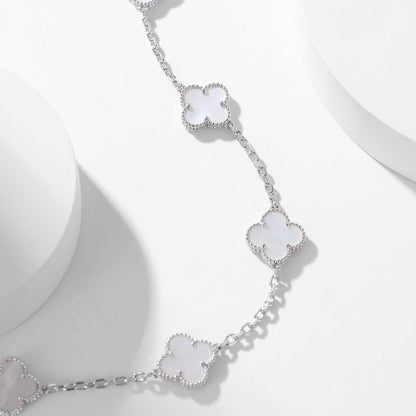 [Lumina]CLOVER 10 MOTIFS WHITE MOTHER OF PEARL NECKLACE