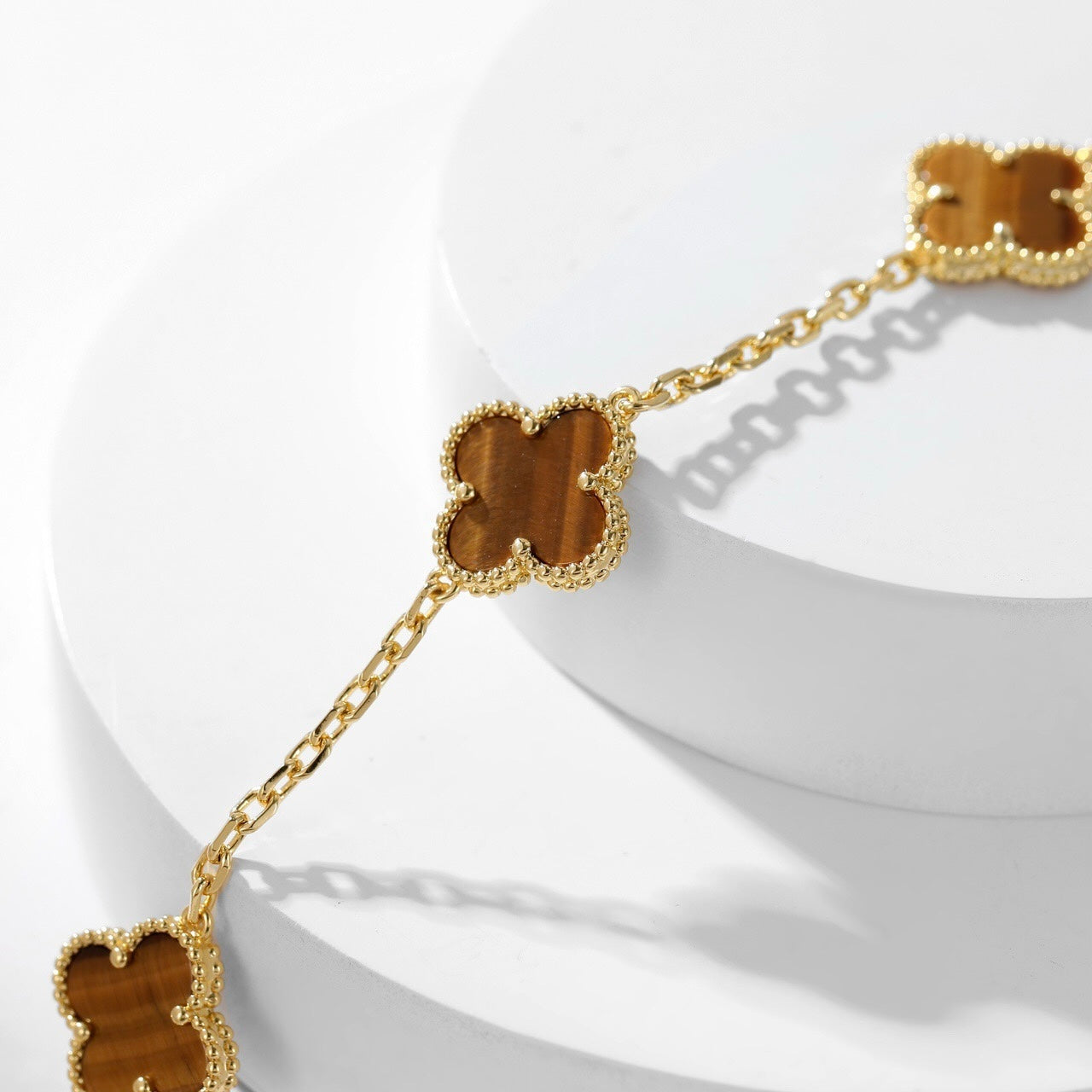 [Lumina]CLOVER 10 MOTIFS TIGER EYE NECKLACE