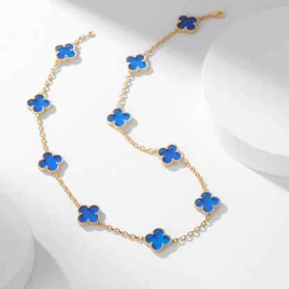 [Lumina]CLOVER 10 MOTIFS BLUE AGATE NECKLACE