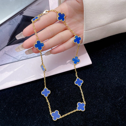 [Lumina]CLOVER 10 MOTIFS BLUE AGATE NECKLACE