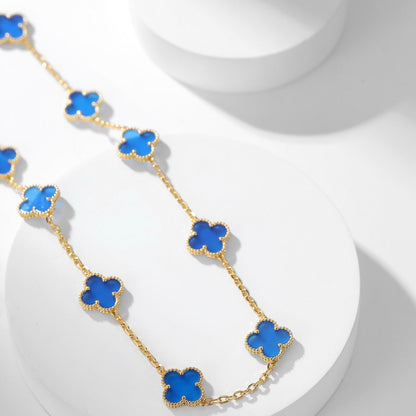 [Lumina]CLOVER 10 MOTIFS BLUE AGATE NECKLACE