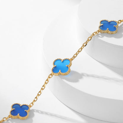 [Lumina]CLOVER 10 MOTIFS BLUE AGATE NECKLACE