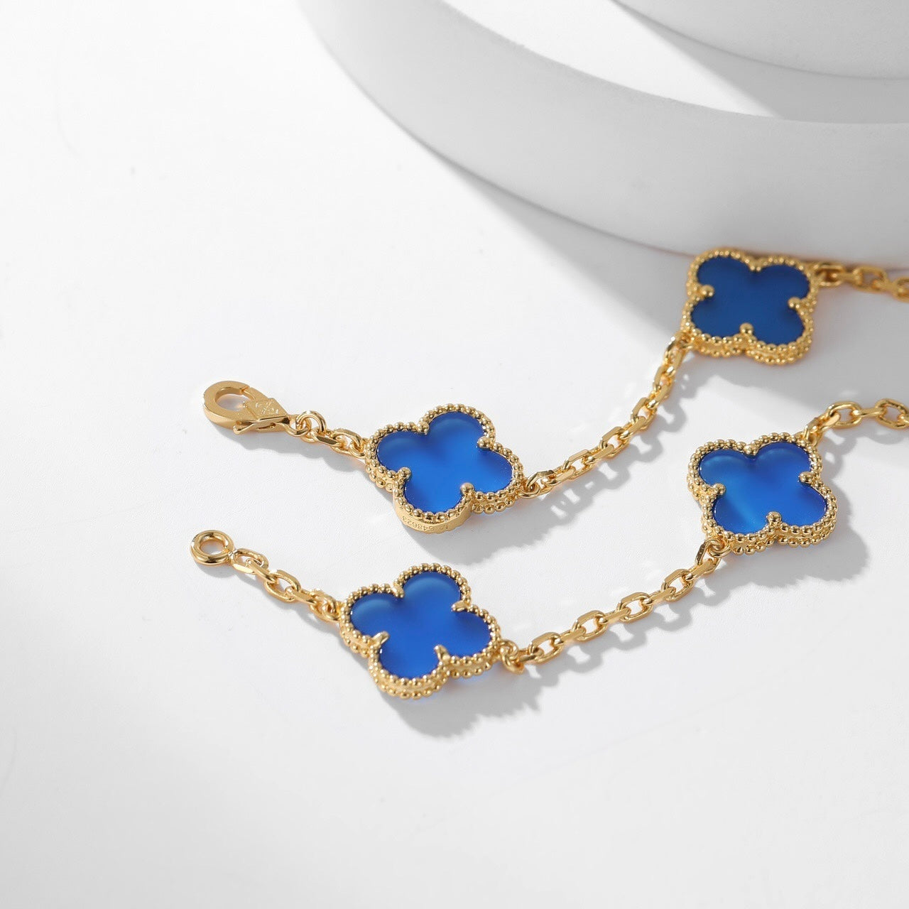 [Lumina]CLOVER 10 MOTIFS BLUE AGATE NECKLACE