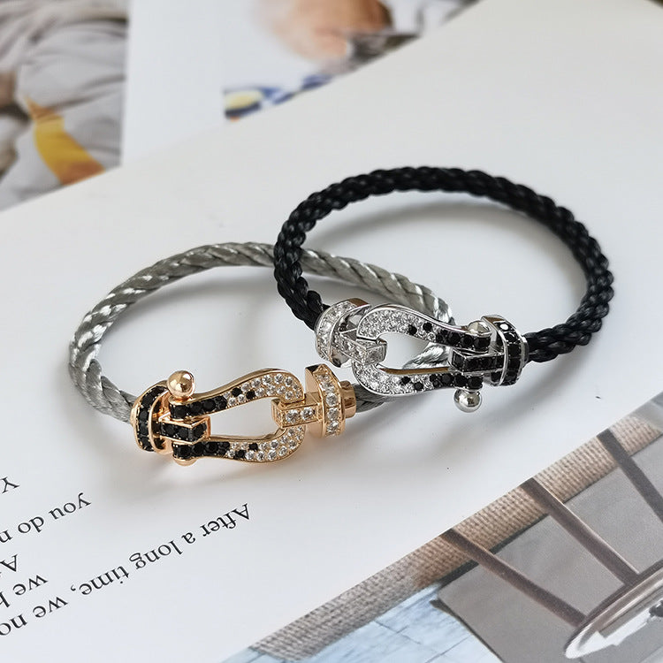 [Lumina]FORCE LARGE HORSESHOE BLACK WHITE DIAMOND BRACELET Lumina GOLD