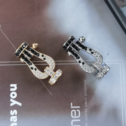 [Lumina]FORCE LARGE HORSESHOE BLACK WHITE DIAMOND BRACELET SILVER