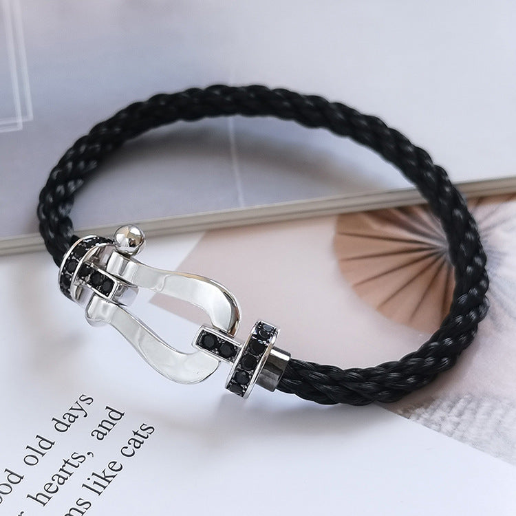 [Lumina]FORCE LARGE HORSESHOE BLACK DIAMOND BRACELET SILVER