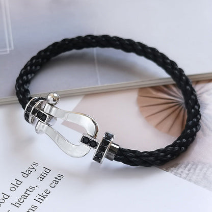 [Lumina]FORCE LARGE HORSESHOE BLACK DIAMOND BRACELET SILVER