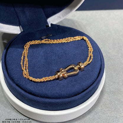 [Lumina]FORCE SMALL HORSESHOE  DIAMOND CHAIN ROPE BRACELET