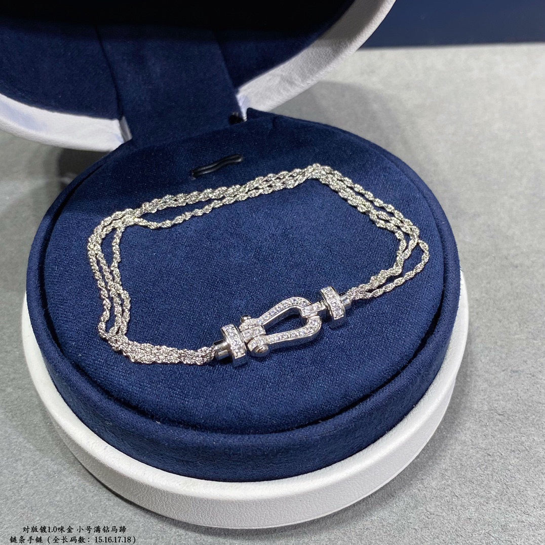 [Lumina]FORCE SMALL HORSESHOE  DIAMOND CHAIN ROPE BRACELET
