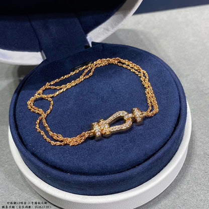 [Lumina]FORCE SMALL HORSESHOE  DIAMOND CHAIN ROPE BRACELET
