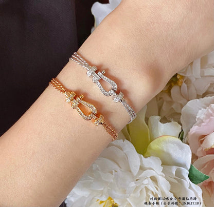 [Lumina]FORCE SMALL HORSESHOE  DIAMOND CHAIN ROPE BRACELET