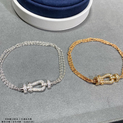 [Lumina]FORCE SMALL HORSESHOE  DIAMOND CHAIN ROPE BRACELET