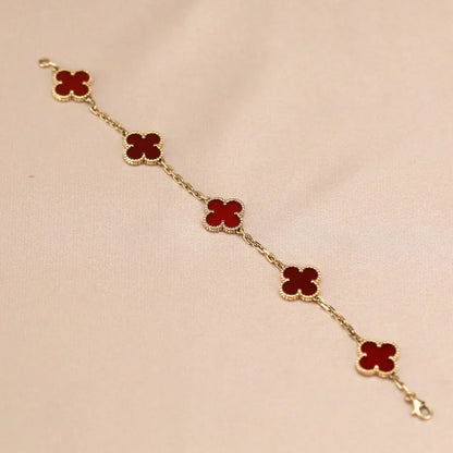 [Lumina] CLOVER 5 MOTIF RED CORNELIAN BRACELET COLLECTION
