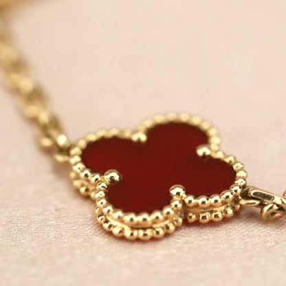 [Lumina] CLOVER 5 MOTIF RED CORNELIAN BRACELET COLLECTION
