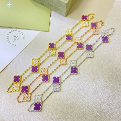 [Lumina Jewelry]CLOVER 10 MOTIFS  PURPLE VIOLET DIAMOND NECKLACE