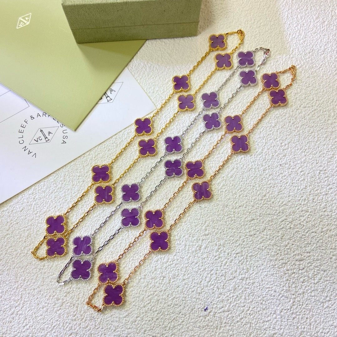 [Lumina Jewelry]CLOVER 10 MOTIFS  PURPLE VIOLET  NECKLACE