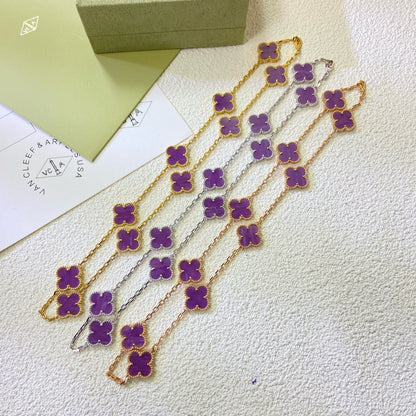 [Lumina Jewelry]CLOVER 10 MOTIFS  PURPLE VIOLET  NECKLACE