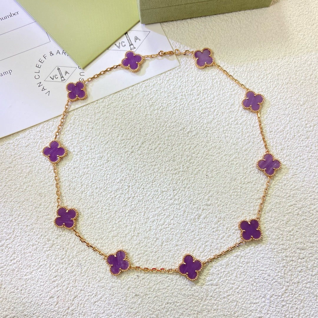 [Lumina Jewelry]CLOVER 10 MOTIFS  PURPLE VIOLET  NECKLACE