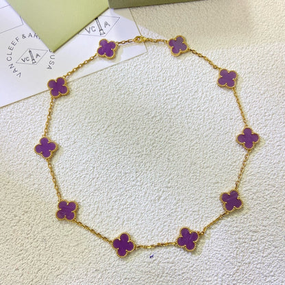 [Lumina Jewelry]CLOVER 10 MOTIFS  PURPLE VIOLET  NECKLACE