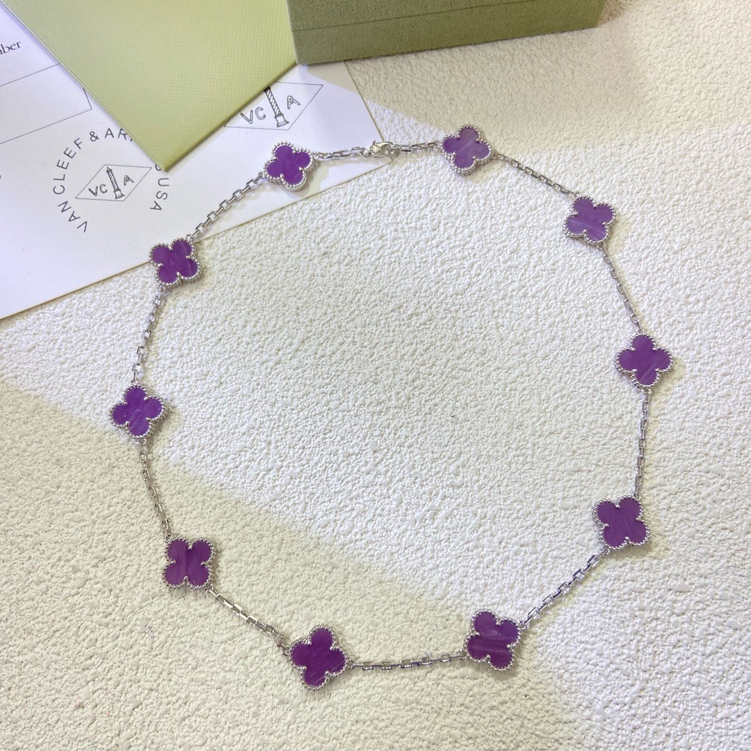 [Lumina Jewelry]CLOVER 10 MOTIFS  PURPLE VIOLET  NECKLACE