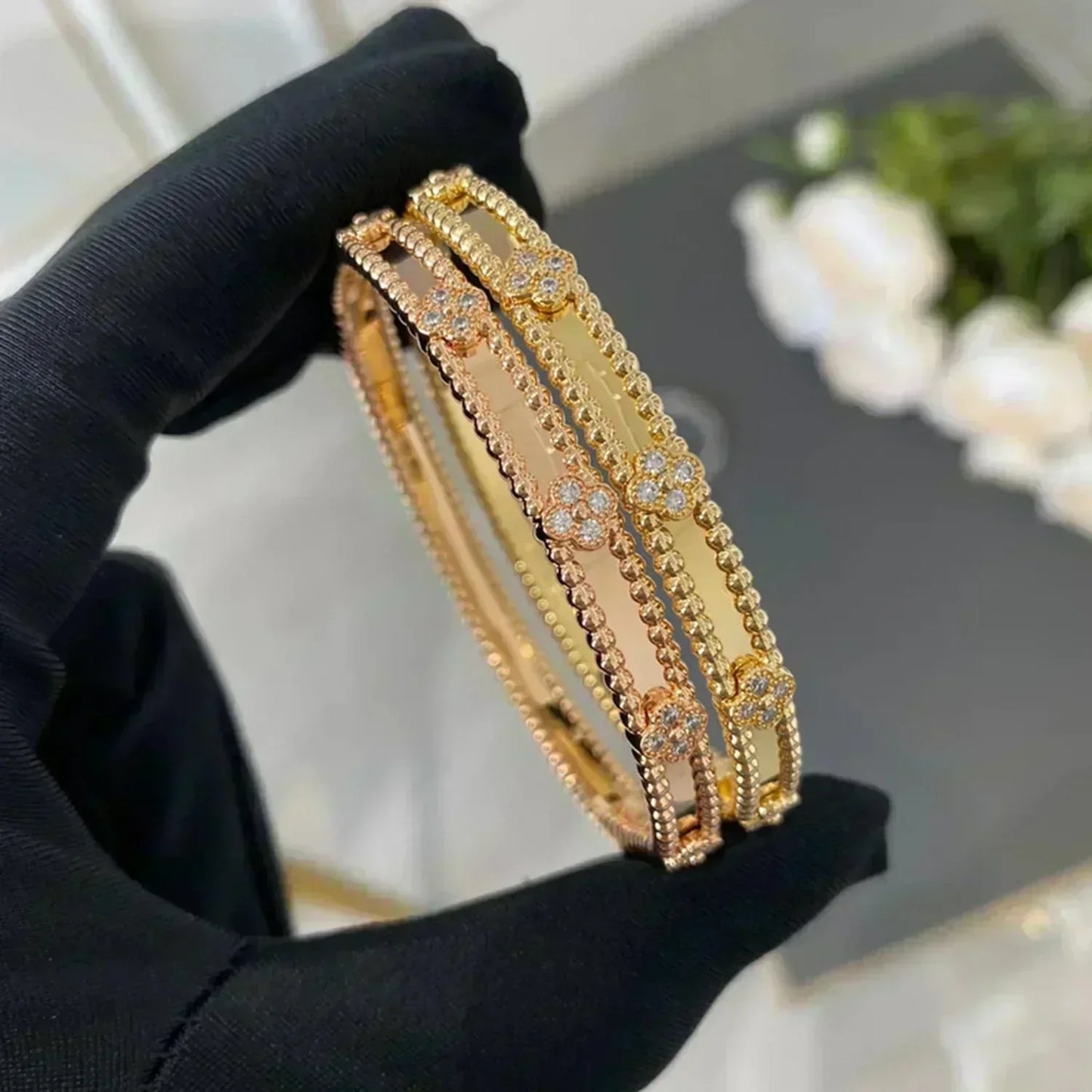 [Lumina]CLOVER BRACELET 4MM DIAMONDS