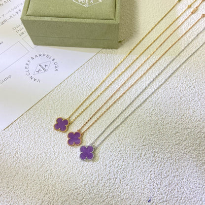 [Lumina Jewelry]CLOVER 15MM  PURPLE VIOLET NECKLACE