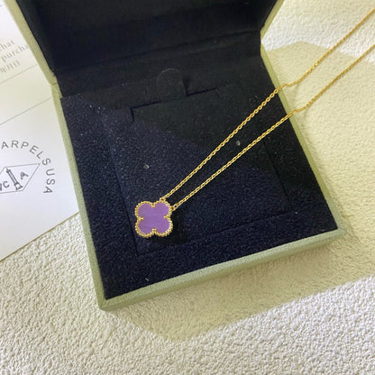 [Lumina Jewelry]CLOVER 15MM  PURPLE VIOLET NECKLACE