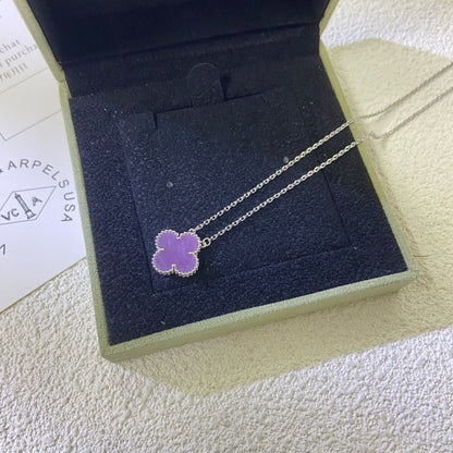 [Lumina Jewelry]CLOVER 15MM  PURPLE VIOLET NECKLACE