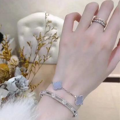 [Lumina] CLOVER 5 MOTIF PURPLE CHALCEDONY BRACELET COLLECTION