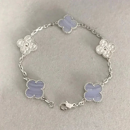 [Lumina] CLOVER 5 MOTIF PURPLE CHALCEDONY BRACELET COLLECTION
