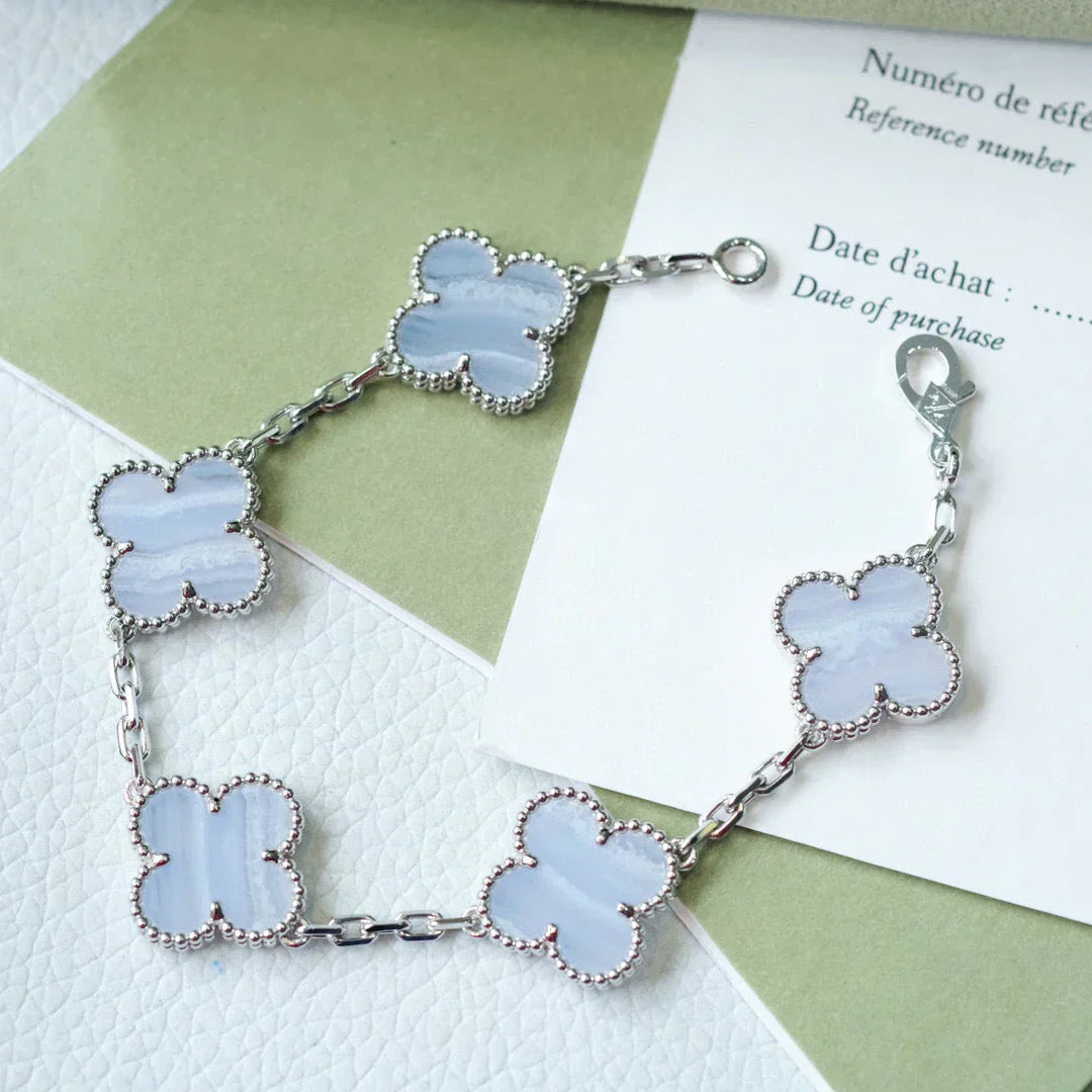 [Lumina] CLOVER 5 MOTIF PURPLE CHALCEDONY BRACELET COLLECTION