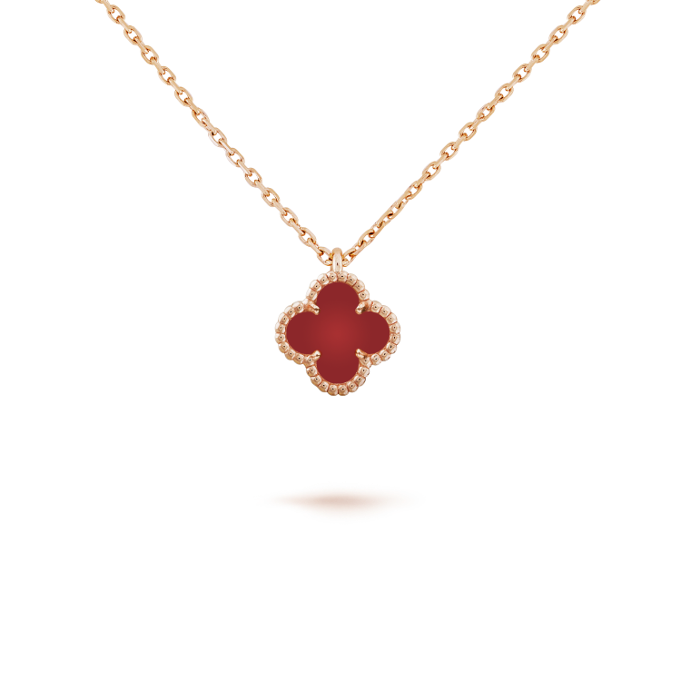 [Lumina]CLOVER MINI 9.5MM WHITE CARNELIANS NECKLACE