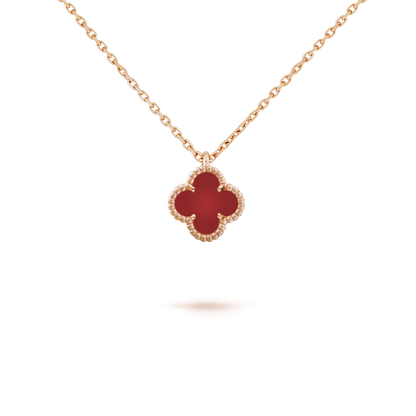 [Lumina]CLOVER MINI 9.5MM WHITE CARNELIANS NECKLACE
