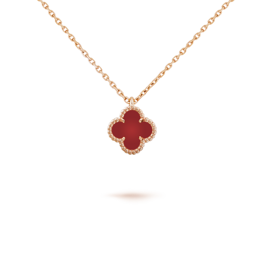 [Lumina]CLOVER MINI 9.5MM WHITE CARNELIANS NECKLACE