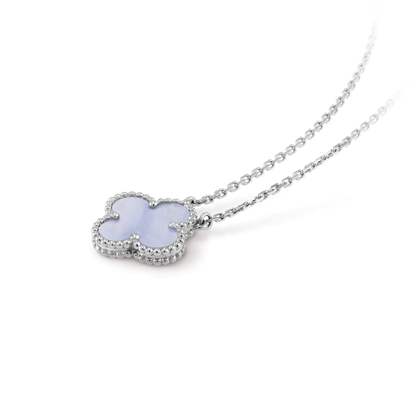 [Lumina]CLOVER 15MM BLUE CHALCEDONY NECKLACE SILVER