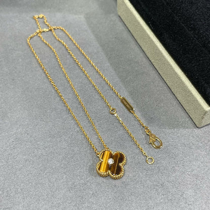 [Lumina]CLOVER 15MM DIAMOND AND YELLOW TIGER'S EYE AGATE necklace